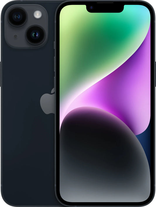 IPhone - 14 Midnight(128 GB STORAGE)- 12 MP MAIN CAMERA - RETINA HDR DISPLAY-No Power Adapter-No Power Cable